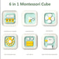 Jouet Éducatif Montessori 6-en-1 | Planche Sensorielle & Cube d’Activités pour Bébé